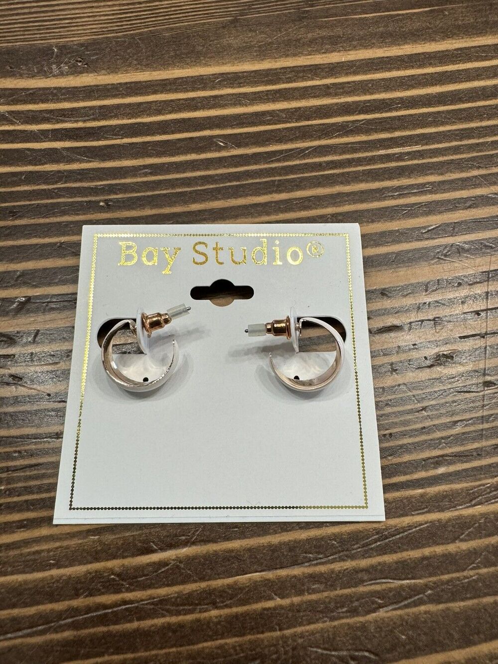 Bay Studio NWT White Hoop Crescent Earrings